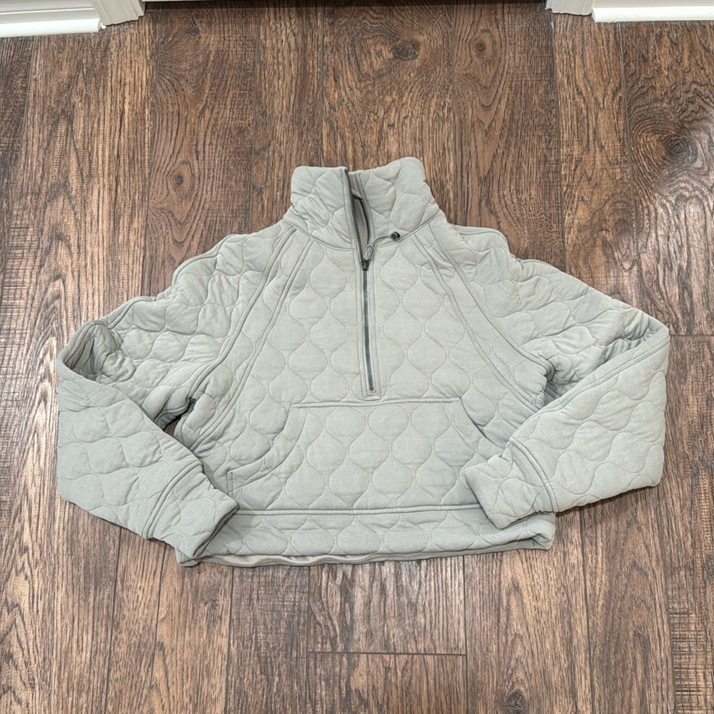 lululemon athletica Quilted Scuba Half-Zip Pullover Jacket in Light Sage